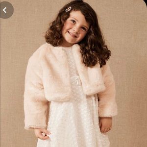 BHLDN JOHN DRET FLOWER GIRL BLUSH SIZE 6 FAUX FUR JACKET